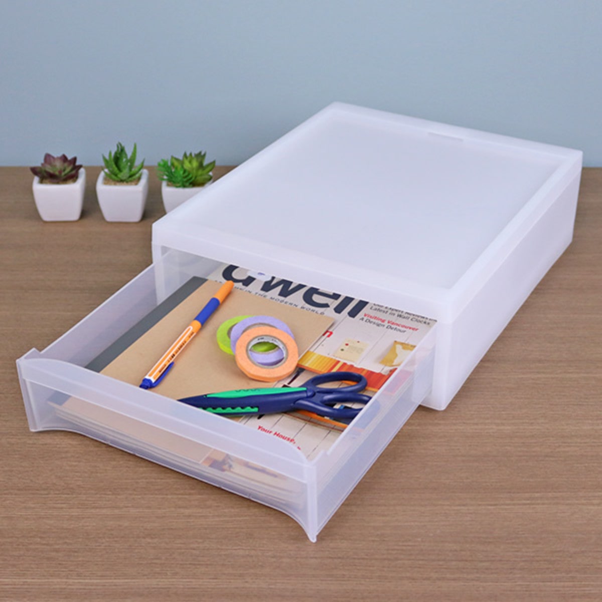 収納ケース スタックシステムケース A4サイズ S 約 幅28.3×奥行35.5×高さ10.6cm 5個セット ( 収納 引き出し ケース 小物 小物入れ 卓上 文房具 ワイシャツ デスク クローゼット キッチン 積み重ね 収納ボックス プラスチック )