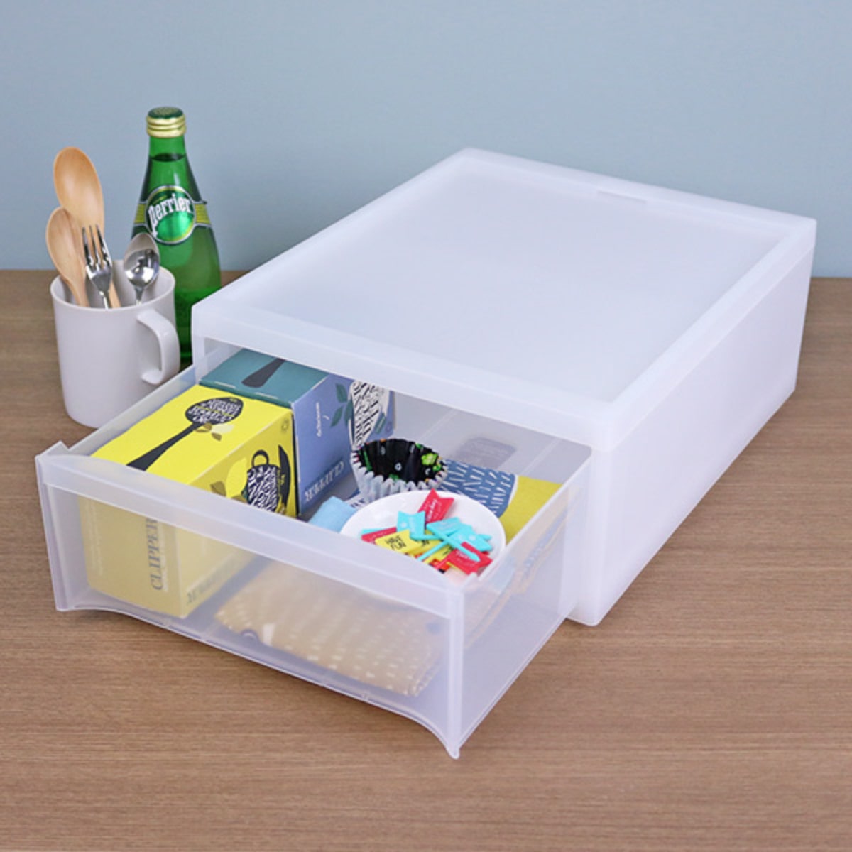 収納ケース スタックシステムケース A4サイズ M 約 幅28.3×奥行35.5×高さ13.9cm 4個セット ( 収納 引き出し ケース 小物 小物入れ 卓上 文房具 ワイシャツ デスク クローゼット キッチン 積み重ね 収納ボックス プラスチック )