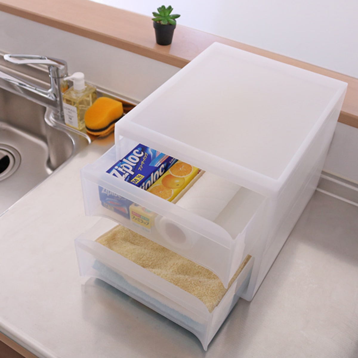 収納ケース スタックシステムケース A4サイズ M 約 幅28.3×奥行35.5×高さ13.9cm 4個セット ( 収納 引き出し ケース 小物 小物入れ 卓上 文房具 ワイシャツ デスク クローゼット キッチン 積み重ね 収納ボックス プラスチック )