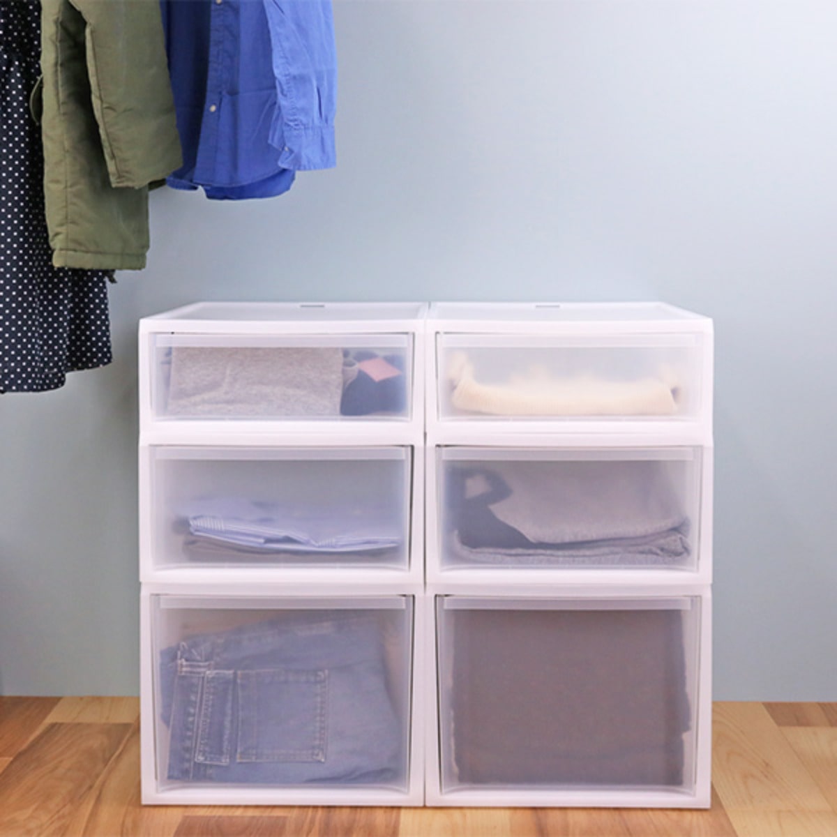 収納ケース スタックシステムケース ワイド L 約 幅37.7×奥行50×高さ30.6cm 2個セット ( 収納 引き出し 衣類 ワイシャツ 衣装ケース クローゼット 積み重ね ケース 収納ボックス タオル チェスト プラスチック 靴下 下着 小物 )