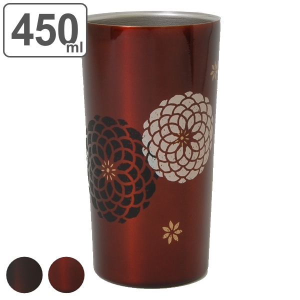 タンブラー 450ml ステンレス 真空二重構造 百華 コップ 日本製 ( ステンレスタンブラー トール 保温 保冷 マグカップ 保温タンブラー 保温マグ カップ マグ 保冷タンブラー 和柄 おしゃれ かわいい 和モダン 花柄 ) 【 溜 】 溜