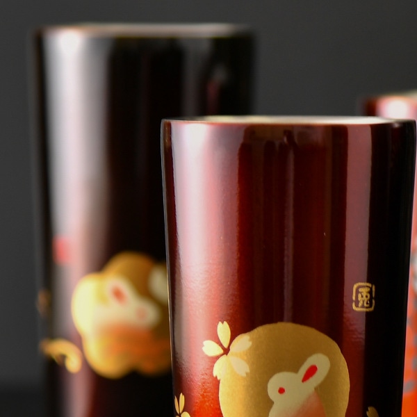 タンブラー 450ml ステンレス 真空二重構造 ハンコうさぎ コップ 日本製 ( ステンレスタンブラー トール 保温 保冷 マグカップ 保温タンブラー 保温マグ カップ マグ 保冷タンブラー 和柄 おしゃれ かわいい 和モダン うさぎ ) 【 春慶 】 春慶