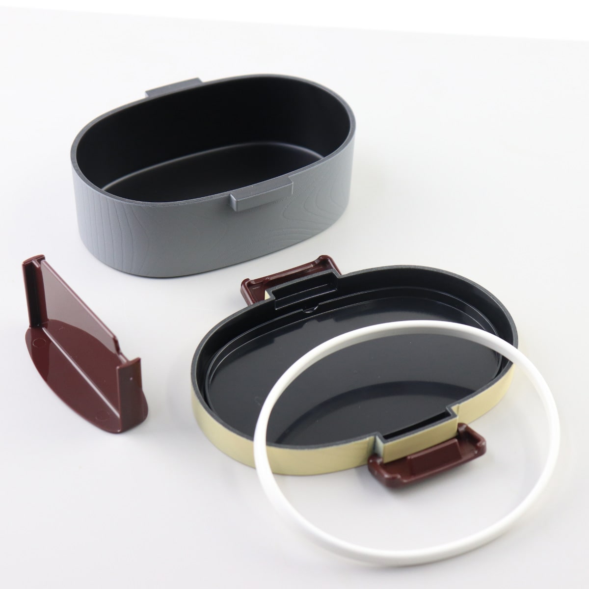 弁当箱 1段 800ml 木目小判弁当 大 タイト式 ツートーン ( お弁当箱 ランチボックス 一段 レンジ対応 食洗機対応 日本製 レンジOK 食洗機OK お弁当 弁当 小判型 仕切り付き 大人 大容量 大きい ) 【ヒノキグリーン】 ヒノキグリーン