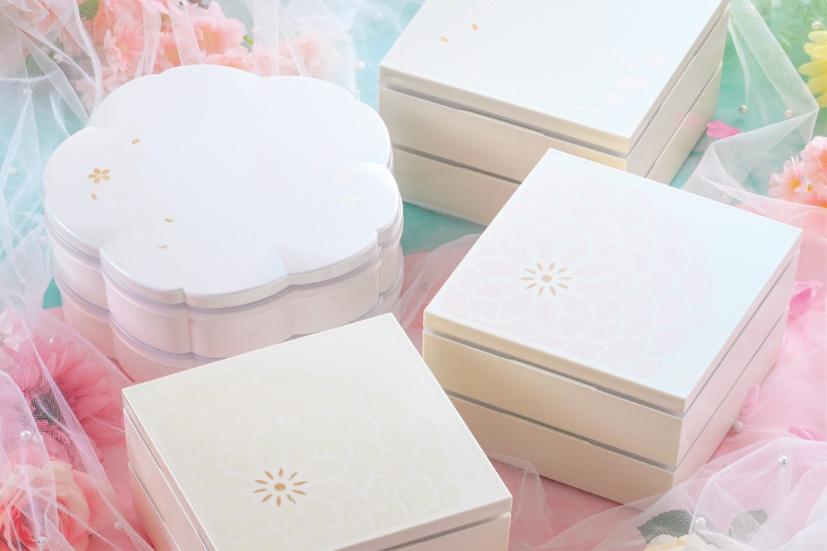 お重 2段 15.0角二段重 百華 ( 重箱 二段重 弁当箱 15cm 1400ml 1~2人用 2人 二段 日本製 おしゃれ お重箱 御重 2段重 行楽弁当箱 お正月 運動会 おせち料理 花 内蓋付き ) 【ピンク】 ピンク