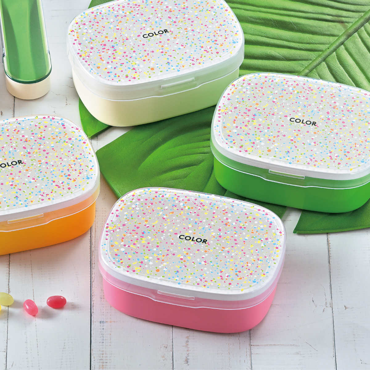 弁当箱 1段 400ml ワンタッチランチ color ( お弁当箱 ランチボックス 食洗機対応 レンジ対応 仕切り付き 女子 大人 日本製 食洗機OK レンジOK お弁当 弁当 一段 女性 おしゃれ シンプル かわいい ) 【グリーン】 グリーン