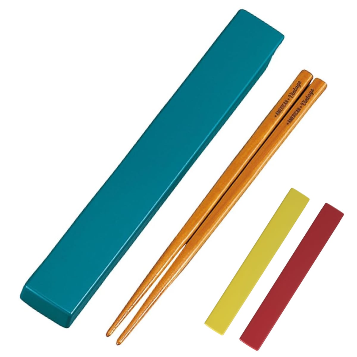 箸&箸箱セット 日本製 HAKOYA アメリカンビンテージ スクエア箸箱セット 18cm ( お箸 箸箱 18センチ スライド式 カトラリー 女子 男子 大人 おしゃれ お弁当用 給食 抗菌 お弁当 弁当 女性 男性 かわいい シンプル ) 【レッド】 レッド