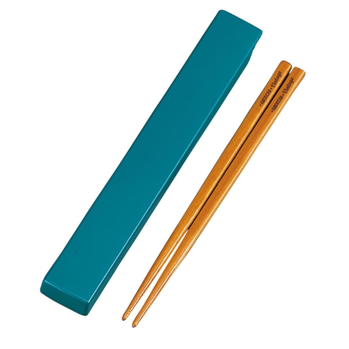 箸&箸箱セット 日本製 HAKOYA アメリカンビンテージ スクエア箸箱セット 18cm ( お箸 箸箱 18センチ スライド式 カトラリー 女子 男子 大人 おしゃれ お弁当用 給食 抗菌 お弁当 弁当 女性 男性 かわいい シンプル ) 【レッド】 レッド