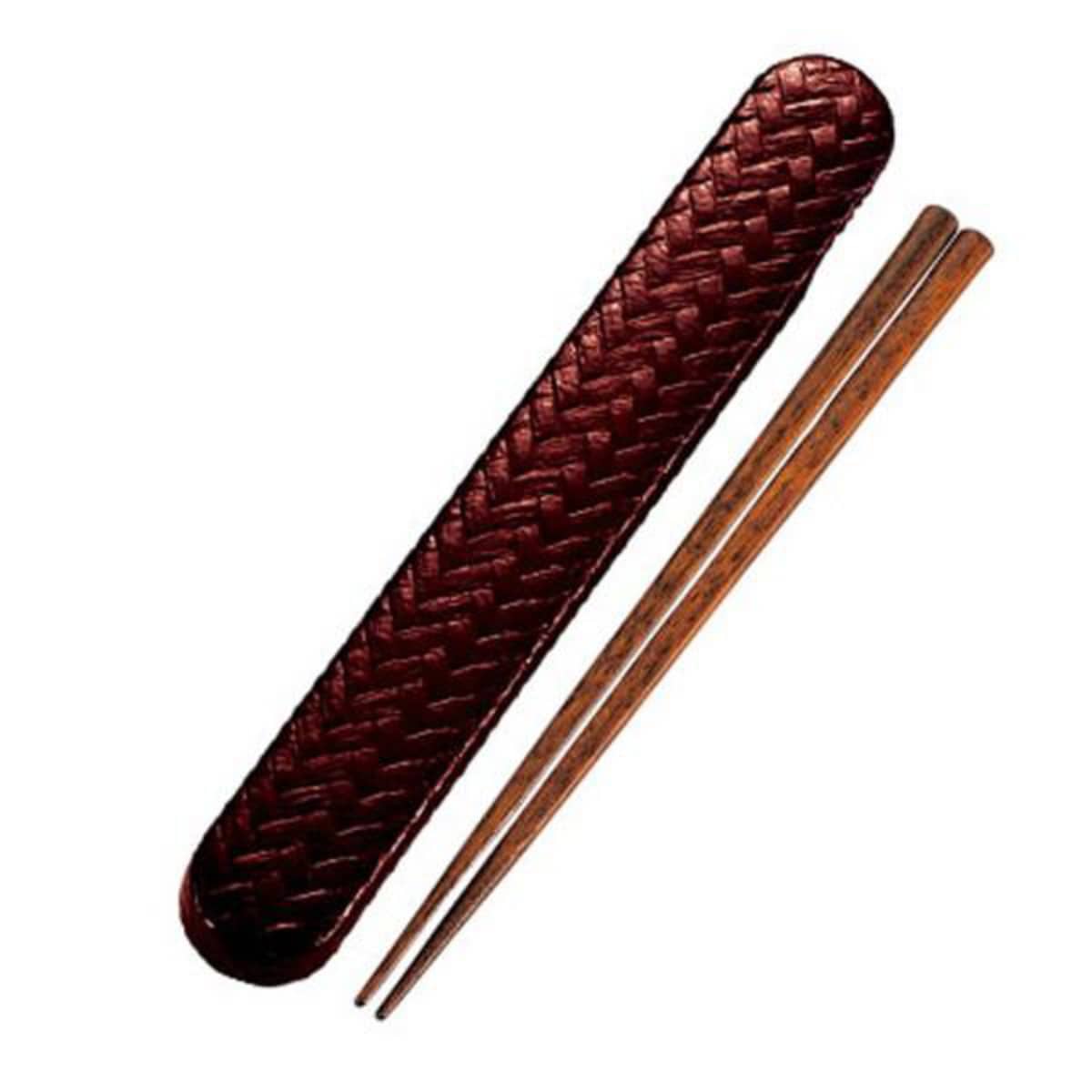 箸&箸箱セット スライド式 箸 箸箱 HAKOYA あじろ 18cm 溜 ( スライド 和風 箸箱セット カトラリー 大人 日本製 お箸 はし 木製 天然木 お弁当用 給食 お弁当 弁当 おしゃれ レトロ 和 ) 【溜】 溜