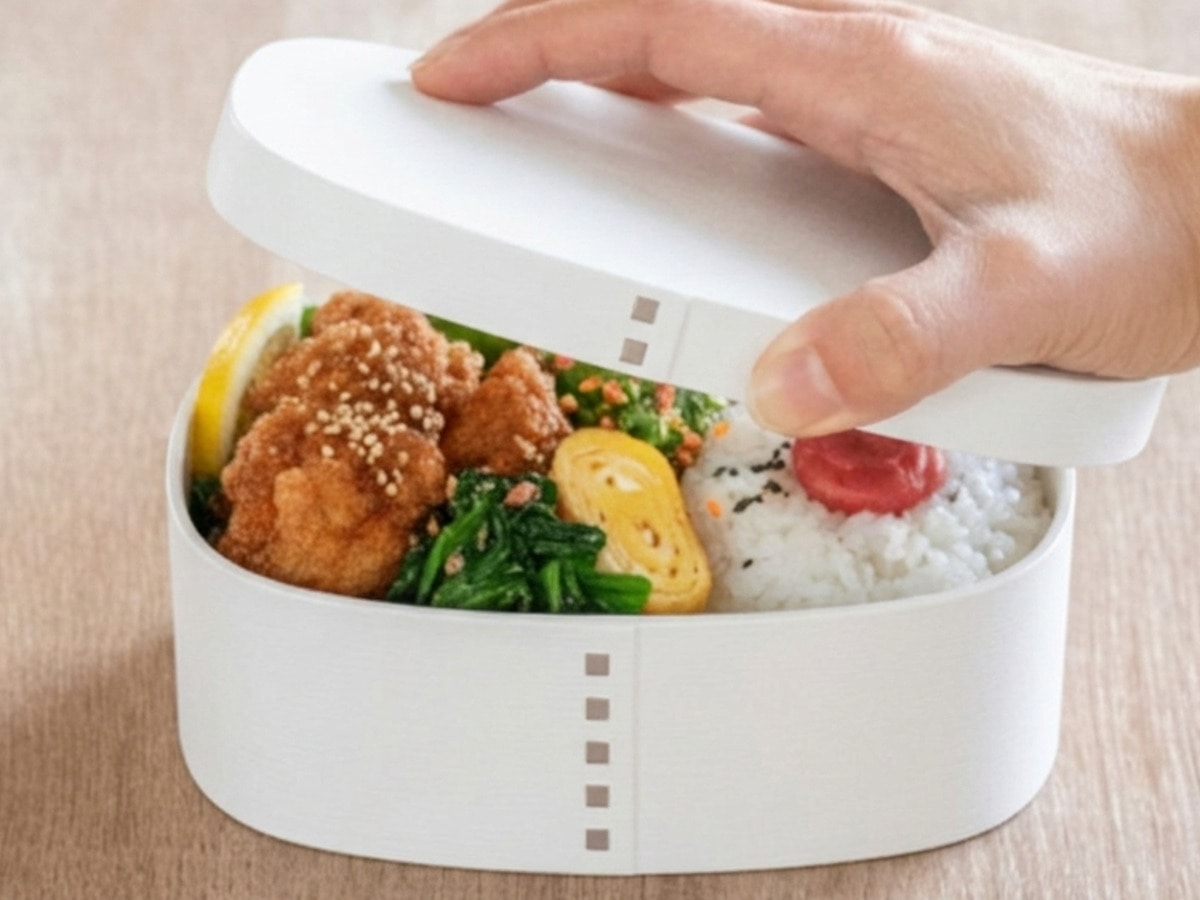 弁当箱 さっと洗えるわっぱ弁当 600ml モノトーン ( 日本製 食洗機対応 抗菌 曲げわっぱ弁当箱 曲げわっぱ風 わっぱ弁当箱 弁当 一段弁当箱 食洗機OK レンジOK 一段 ホワイト ブラック ) 【マットホワイト】 マットホワイト
