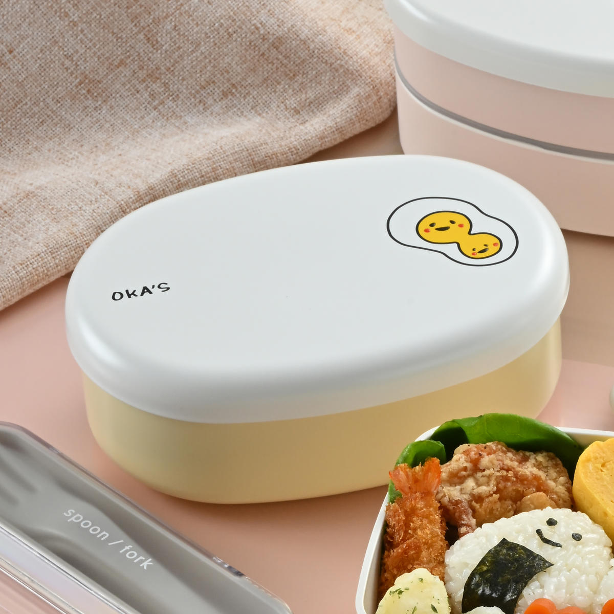 弁当箱 480ml OKA‘S 小判一段弁当 ( お弁当箱 レンジ対応 食洗機対応 ランチバンド付き 小判型 日本製 レンジOK 食洗機OK 一段 お弁当 弁当 一段弁当箱 ランチグッズ お弁当グッズ ) 【ちくわ】 ちくわ