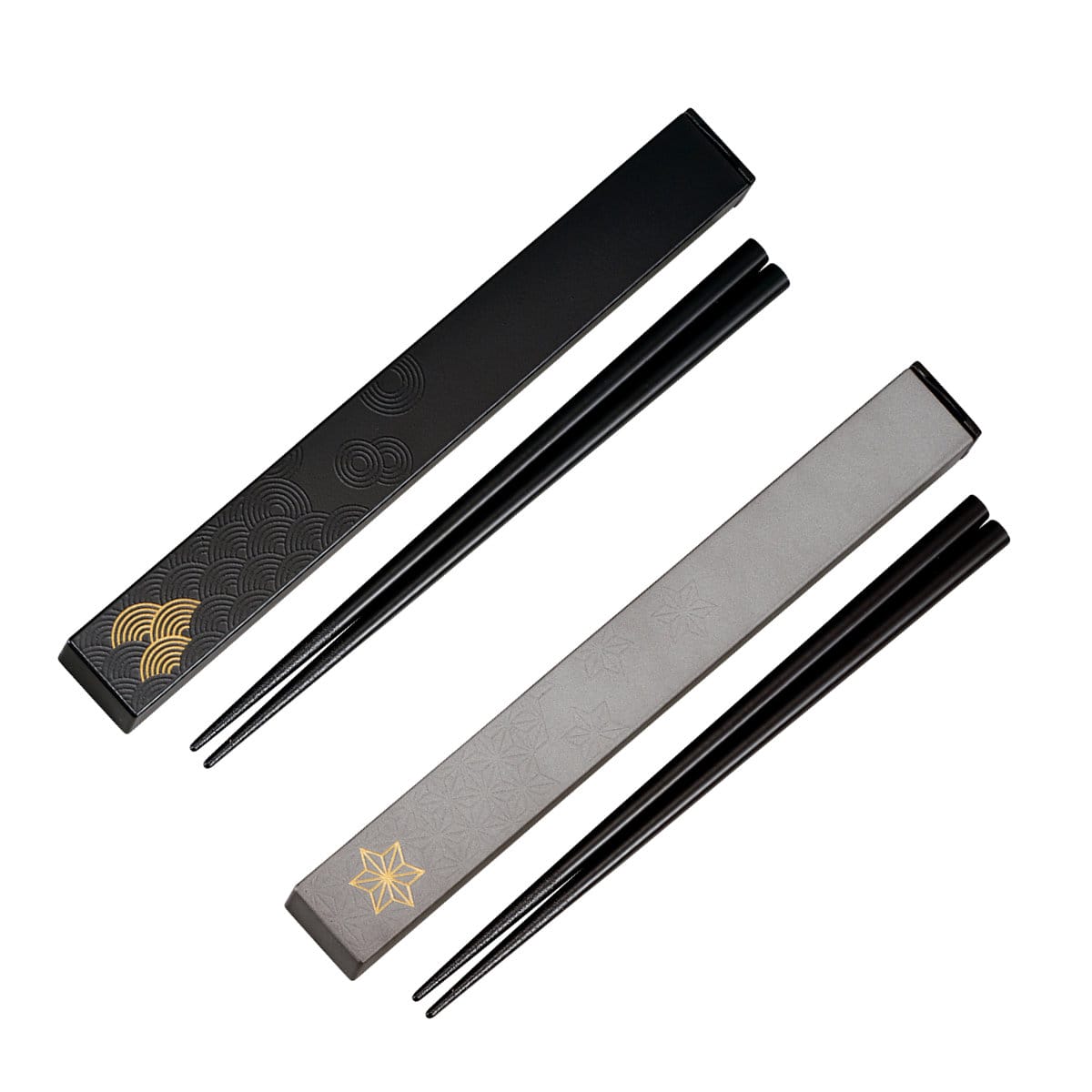 箸箱ケース 箸 21.0スクエア箸箱 銀研・黒炭 ( 箸&箸箱セット 箸・箸箱セット 箸&ケース お箸 はし箱 セット 大人 日本製 木製 カトラリー 箸ケース付き お弁当用 持ち運び 携帯用 弁当 ) 【銀研麻の葉】 銀研麻の葉