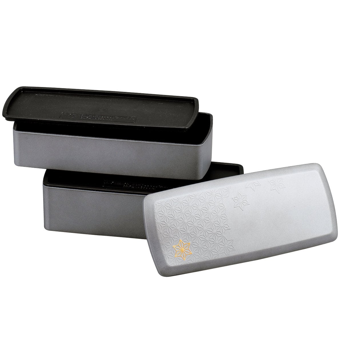 弁当箱 1030ml 二段ランチ ( 食洗機対応 レンジ対応 和風 お弁当箱 ランチボックス 日本製 食洗機OK レンジOK 弁当 お弁当 入れ子式 和柄 和デザイン ) 【銀研麻の葉】 銀研麻の葉