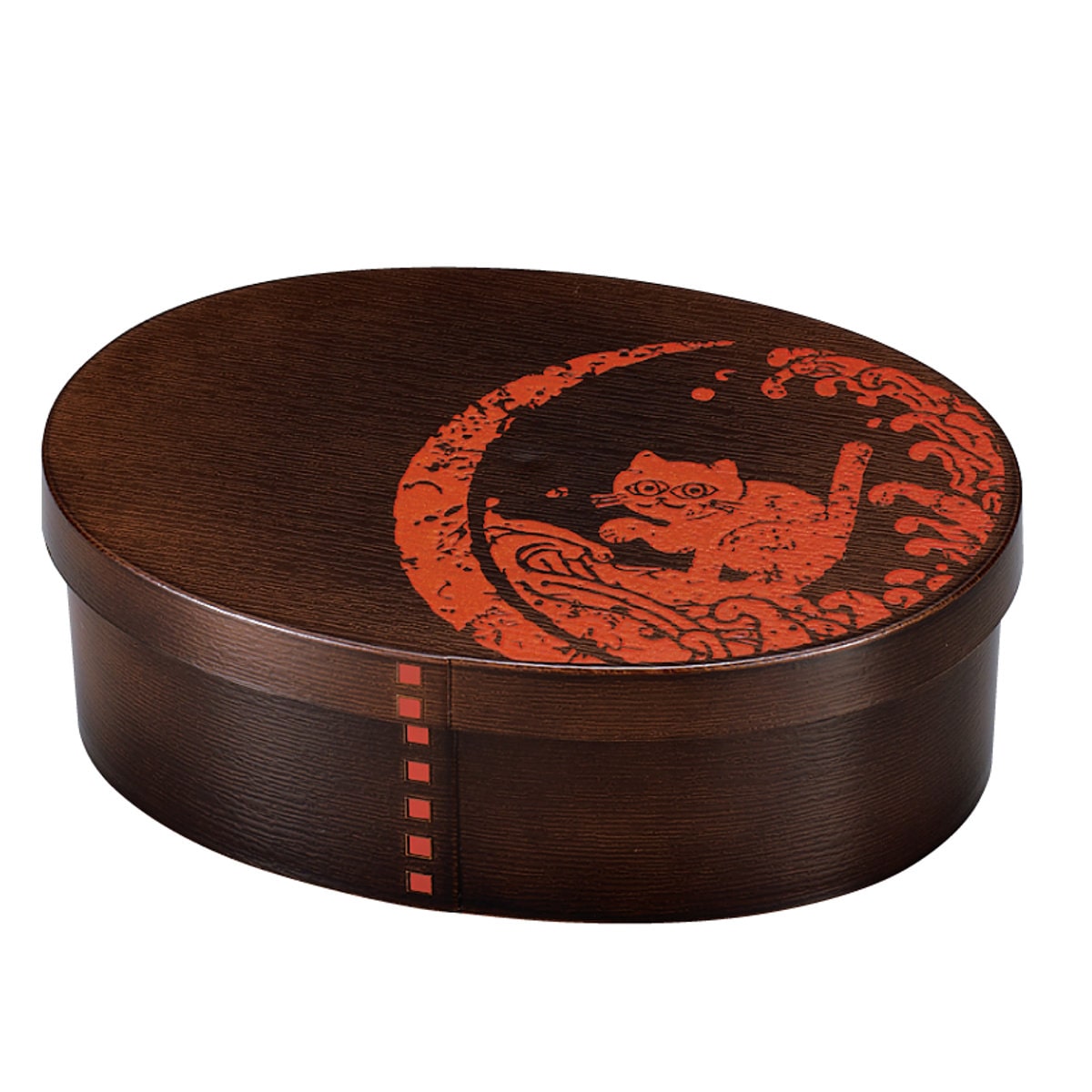 弁当箱 800ml 曲げわっぱ一段弁当 大 篆刻紋 ( 食洗機対応 レンジ対応 和風 お弁当箱 ランチボックス 日本製 食洗機OK レンジOK 弁当 お弁当 曲げわっぱ風 和柄 和デザイン ) 【猫波】 猫波