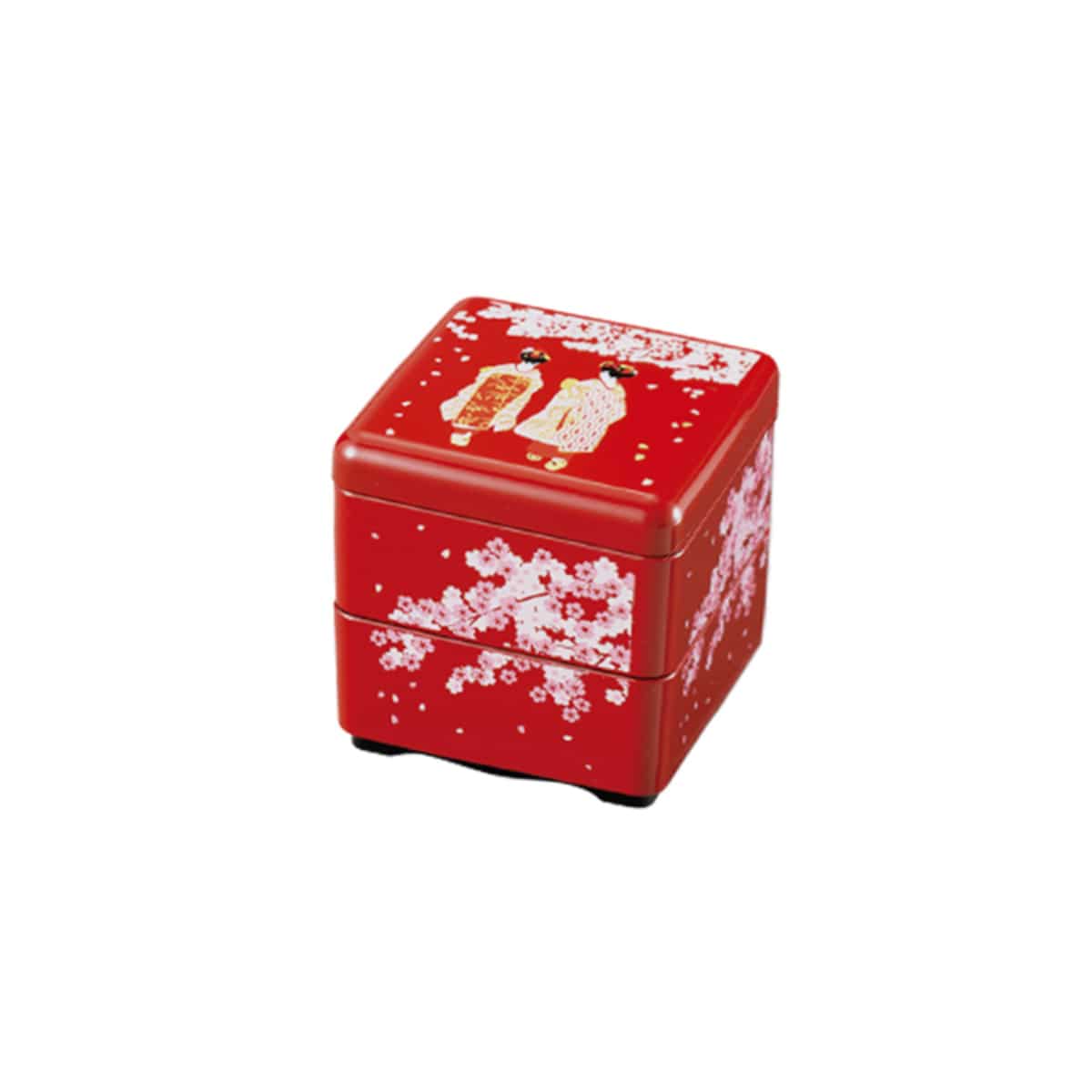 お重 ミニお重珍味角 HAKOYA 160ml ( 日本製 プラスチック 小さい 四角 和食 二段 和風 弁当箱 ランチボックス ギフト 和柄 おせち料理 おせち お節 御節 二段弁当箱 ) 【折鶴】 折鶴