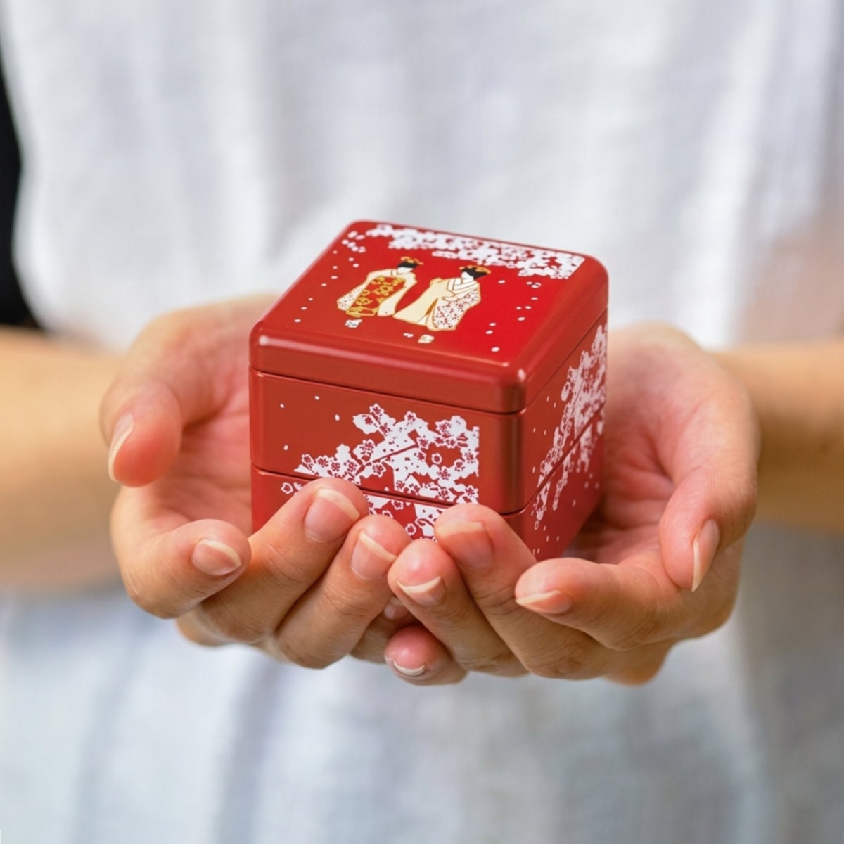 お重 ミニお重珍味角 HAKOYA 160ml ( 日本製 プラスチック 小さい 四角 和食 二段 和風 弁当箱 ランチボックス ギフト 和柄 おせち料理 おせち お節 御節 二段弁当箱 ) 【折鶴】 折鶴