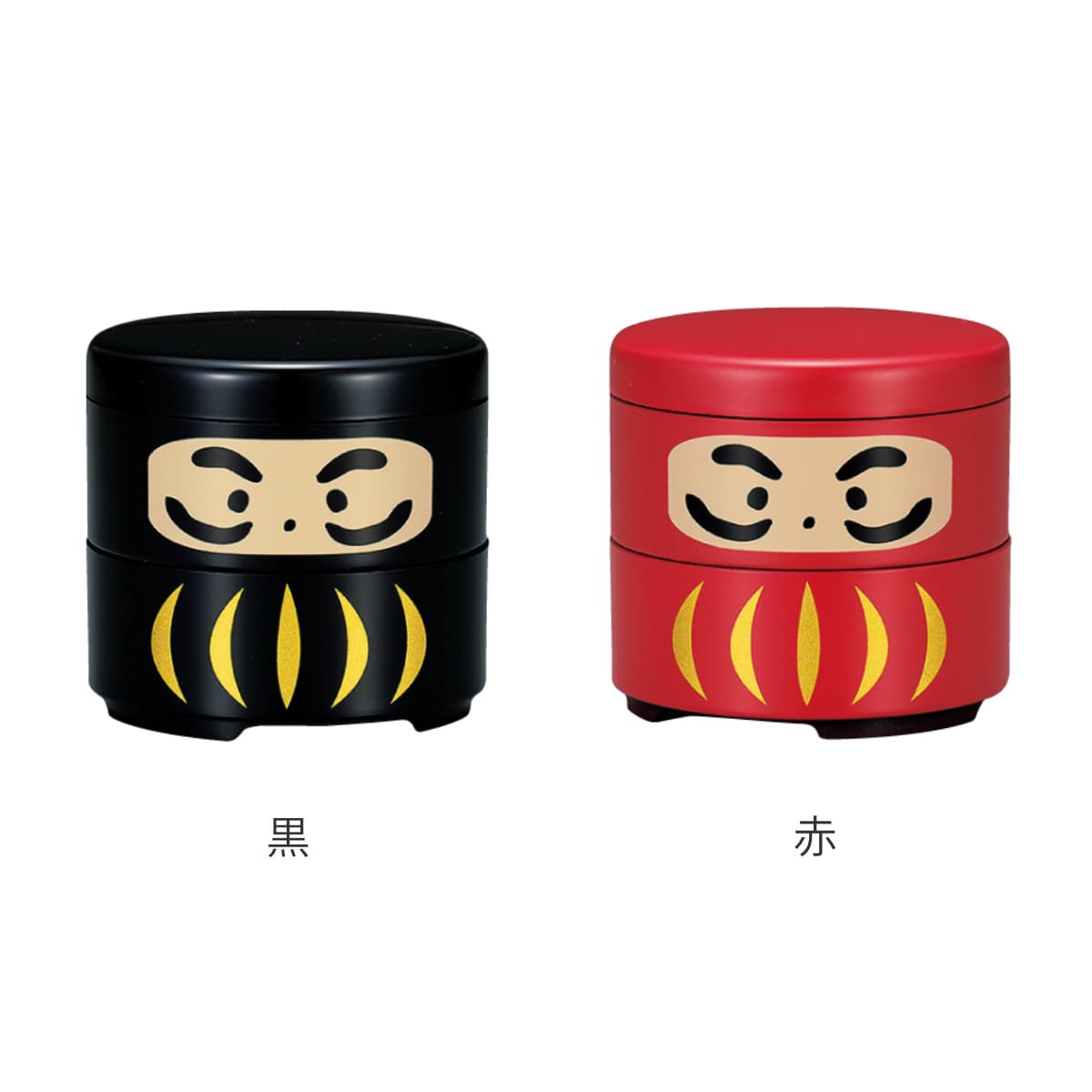 お重 ミニだるま重 HAKOYA 160ml ( 日本製 プラスチック 小さい 丸 和食 二段 和風 弁当箱 ランチボックス ギフト 和柄 おせち料理 おせち お節 御節 二段弁当箱 ) 【赤】 赤