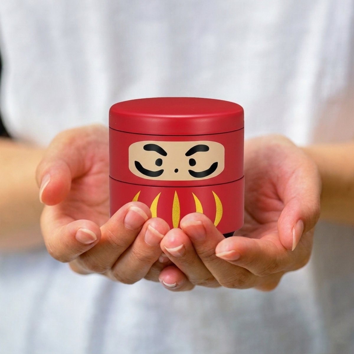 お重 ミニだるま重 HAKOYA 160ml ( 日本製 プラスチック 小さい 丸 和食 二段 和風 弁当箱 ランチボックス ギフト 和柄 おせち料理 おせち お節 御節 二段弁当箱 ) 【赤】 赤