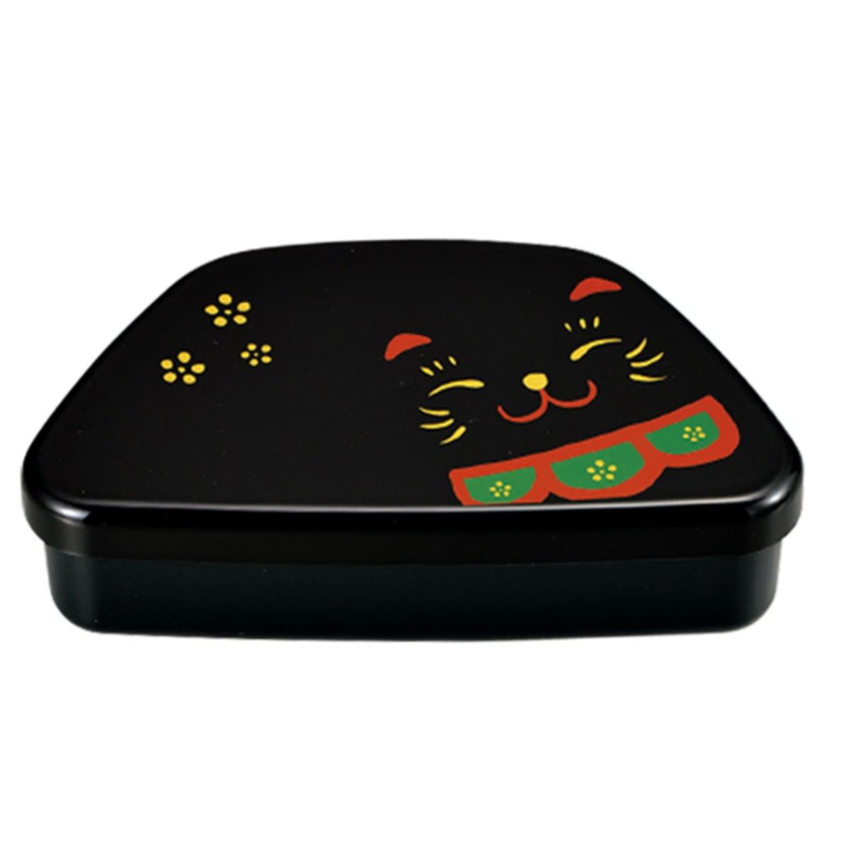 弁当箱 460ml 富士おにぎり弁当 まねきねこ ( お弁当箱 ランチボックス レンジ対応 食洗機対応 一段 日本製 レンジOK 食洗機OK 弁当 お弁当 中子付き ランチベルト付き 大人 ) 【黒まねきねこ】 黒まねきねこ