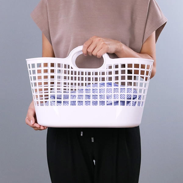 ランドリーバスケット タウンバスケットミニ LBB-16C バイオプラスチック配合 2個セット ホワイト ( 洗濯かご バスケット ランドリーバッグ ライクイット like-it 洗濯用品 洗濯 脱衣かご ランドリー 収納ボックス おもちゃ かご ) 【ホワイト】 ホワイト