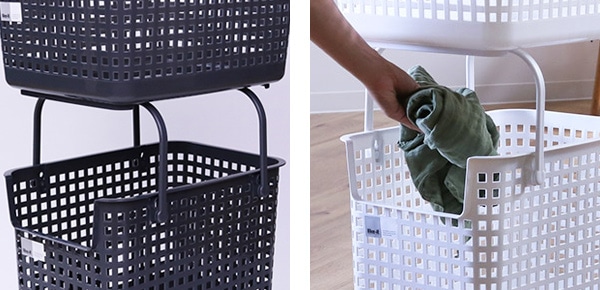 ランドリーバスケット スタッキングベース LBB-06C ( 洗濯かご バスケット ランドリーボックス ライクイット スタッキング like-it 洗濯用品 洗濯 ランドリー ランドリー用品 収納用品 組み合わせ ホワイト グレー ) 【グレー】 グレー