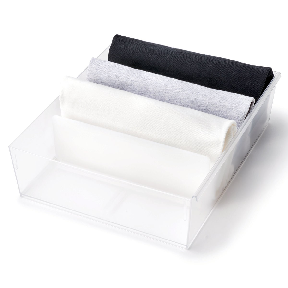 Tシャツケース ( 仕切りケース 幅27×奥行33×高さ9.5cm 衣類 洋服 収納 ケース 仕切り プラスチック クリア タンス 引き出し 日本製 衣類収納 連結可能 引出し 仕切りボックス 小物収納 透明 シャツ 下着 靴下 整理 )