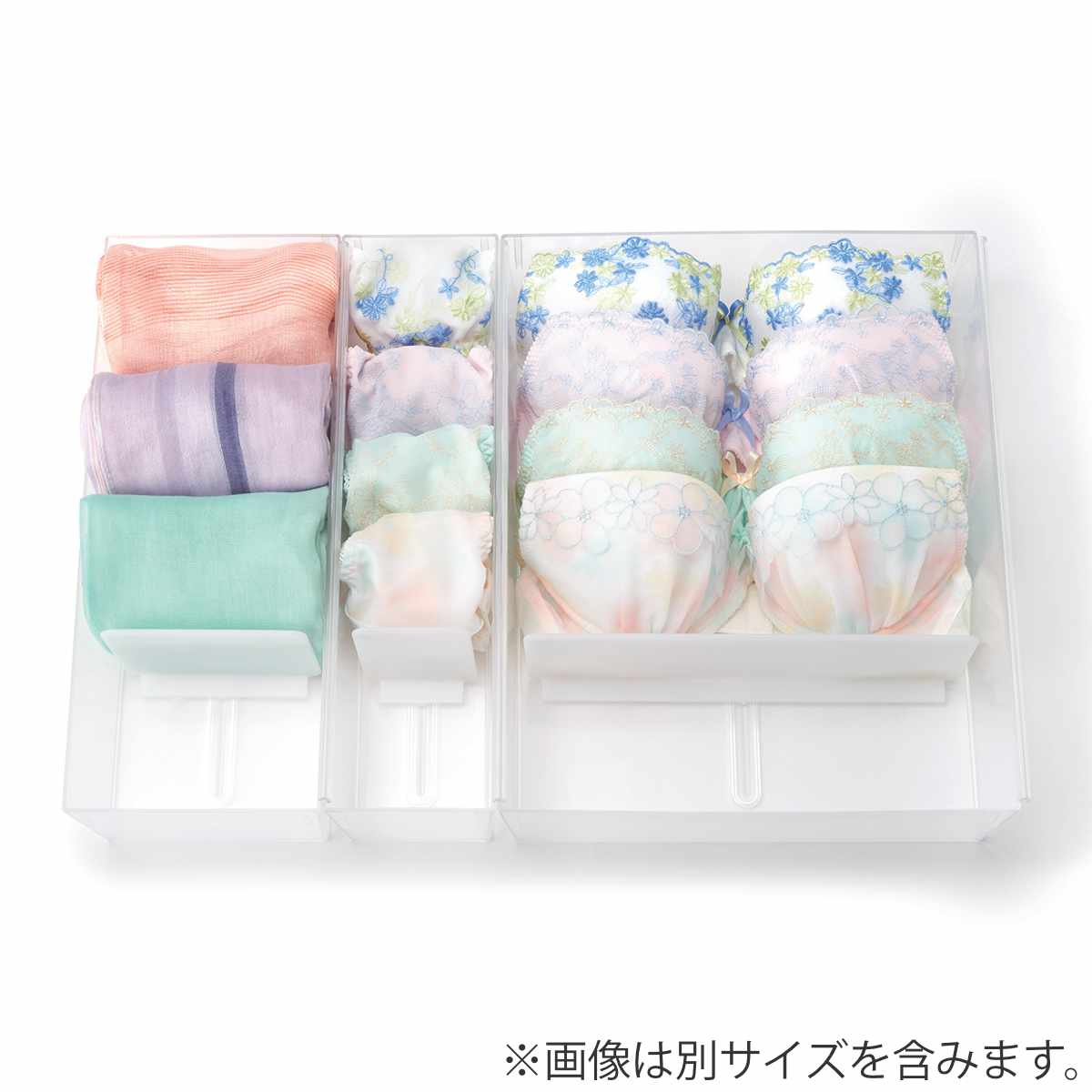 Tシャツケース ( 仕切りケース 幅27×奥行33×高さ9.5cm 衣類 洋服 収納 ケース 仕切り プラスチック クリア タンス 引き出し 日本製 衣類収納 連結可能 引出し 仕切りボックス 小物収納 透明 シャツ 下着 靴下 整理 )