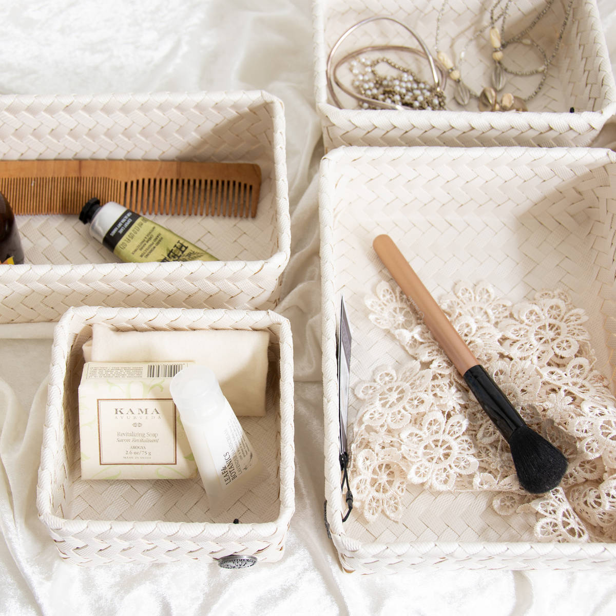 収納ケース Handed By 12x12x7 cm FIT TINY ( バスケット 収納 手編み カゴ かご ふた付き 小物入れ 小物収納 ハンデッドバイ 収納ボックス 引き出し 整理 おしゃれ ) 【DARKGREY】 DARKGREY