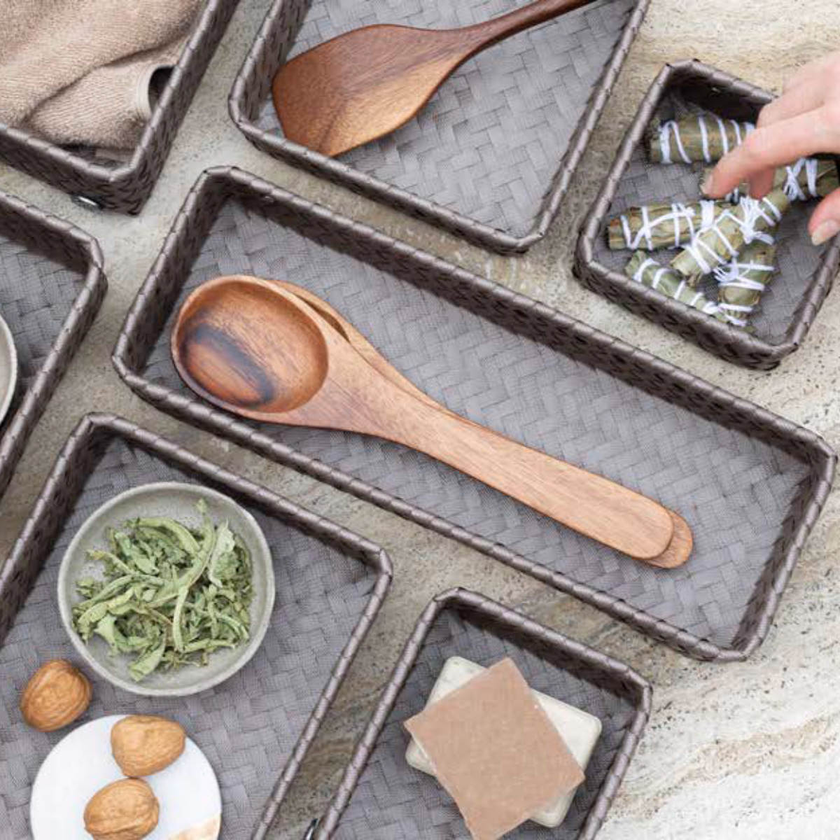 収納ケース Handed By 12x12x7 cm FIT TINY ( バスケット 収納 手編み カゴ かご ふた付き 小物入れ 小物収納 ハンデッドバイ 収納ボックス 引き出し 整理 おしゃれ ) 【DARKGREY】 DARKGREY