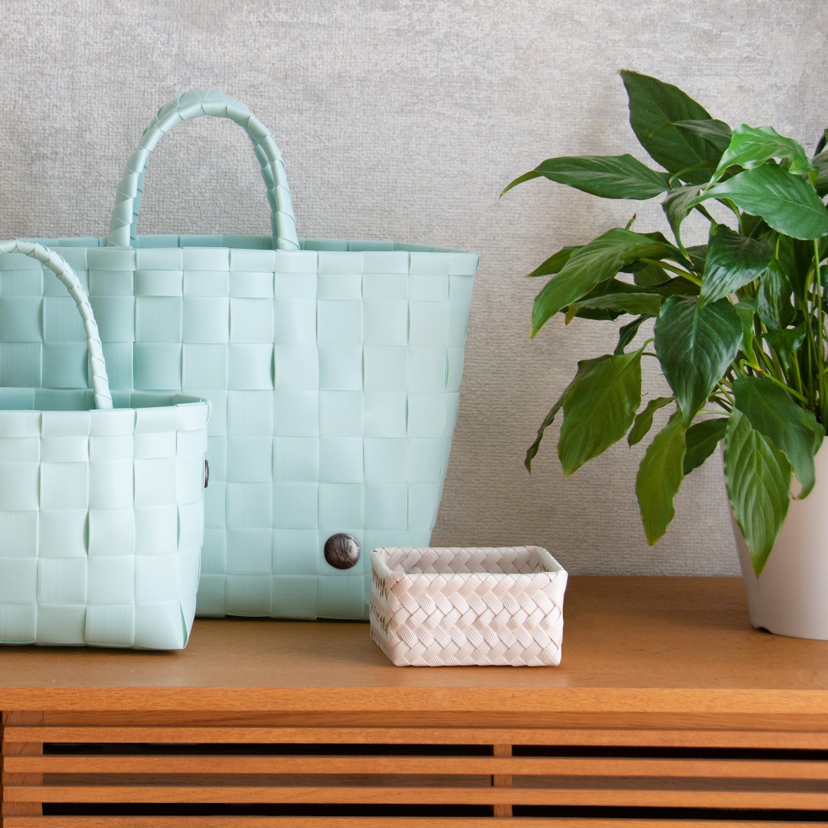 収納ケース Handed By 12x12x7 cm FIT TINY ( バスケット 収納 手編み カゴ かご ふた付き 小物入れ 小物収納 ハンデッドバイ 収納ボックス 引き出し 整理 おしゃれ ) 【DARKGREY】 DARKGREY