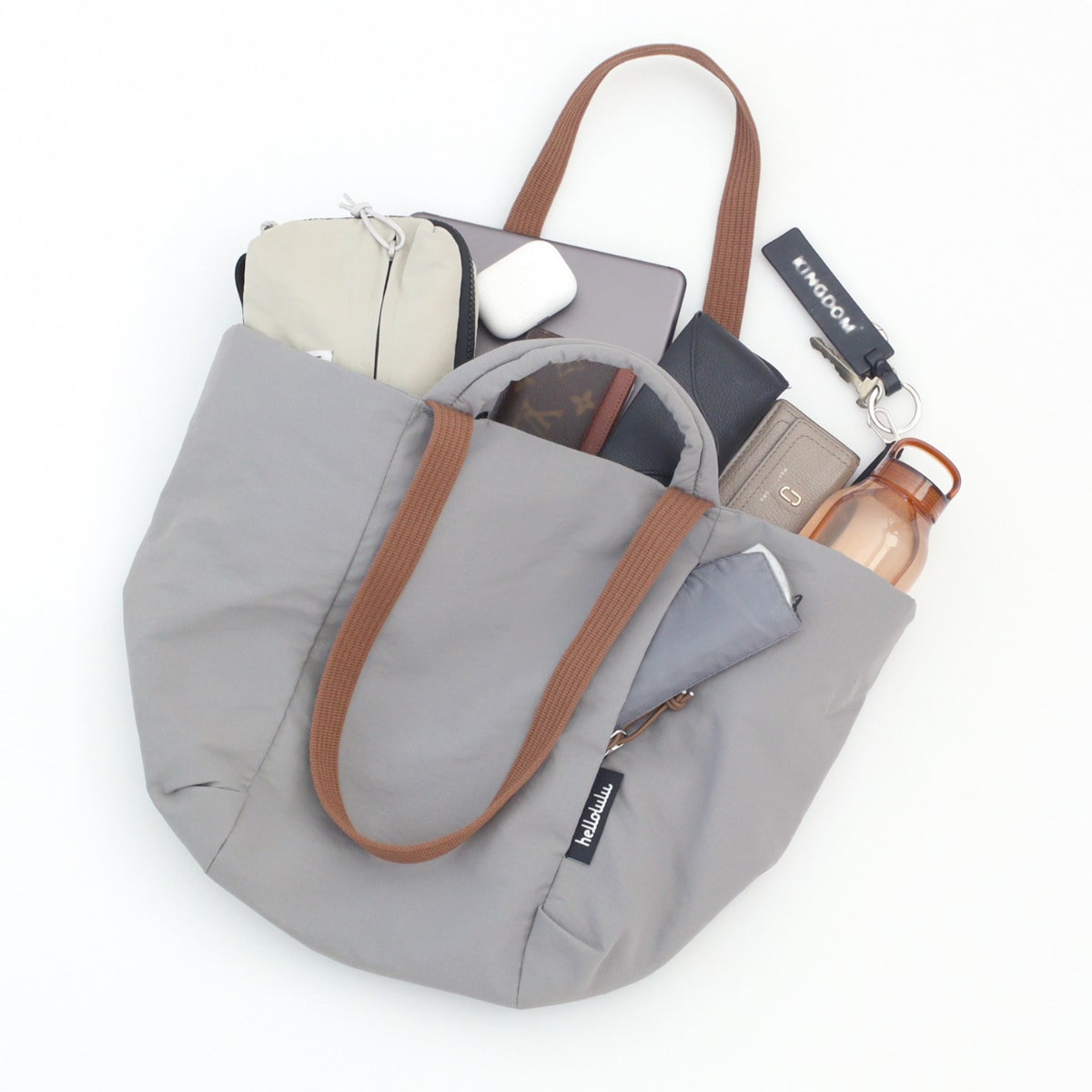 【25年FW】 トートバッグ hellolulu カイリー KYLIE ( ハロルル バッグ ハンドバッグ 手提げ 肩掛け レディース メンズ 鞄 かばん ナイロン 軽い 撥水 通学 通勤 ファスナー ポケット おしゃれ ) 【PEARLGRAY】 PEARLGRAY