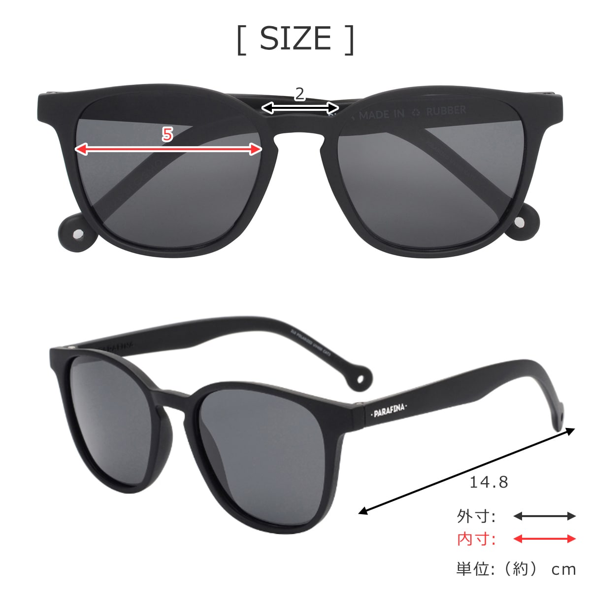サングラス PARAFINA RUTA レディース メンズ おしゃれ ( パラフィナ カラーレンズ メガネ 軽量 フレーム 眼鏡 めがね ファッショングラス UVカット 男女兼用 紫外線カット 度なし 伊達メガネ ポリカーボネート ゴム 廃タイヤ ) 【BLACK】 BLACK