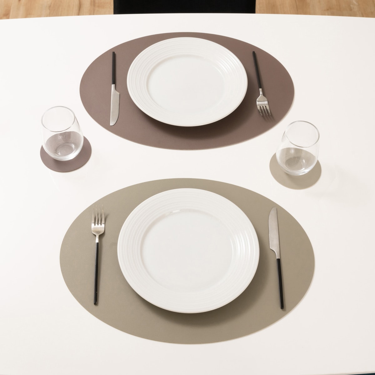 ランチョンマット ziczac トゥーゴー プレイスマット オーバル ( ジックザック フェイクレザー おしゃれ 楕円形 ランチマット プレースマット PVCレザー 47×33cm 丸型 ) 【BLUESTONE】 BLUESTONE