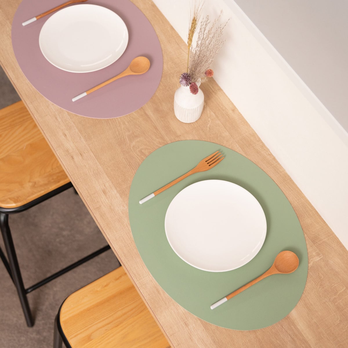 ランチョンマット ziczac トゥーゴー プレイスマット オーバル ( ジックザック フェイクレザー おしゃれ 楕円形 ランチマット プレースマット PVCレザー 47×33cm 丸型 ) 【BLUESTONE】 BLUESTONE