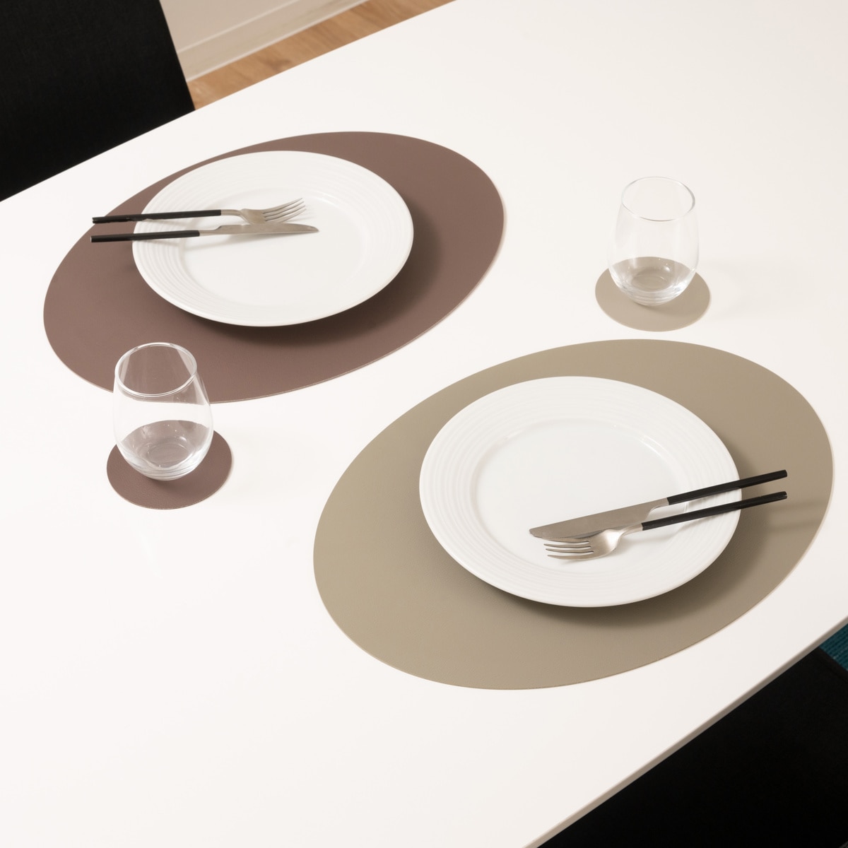 ランチョンマット ziczac トゥーゴー プレイスマット オーバル ( ジックザック フェイクレザー おしゃれ 楕円形 ランチマット プレースマット PVCレザー 47×33cm 丸型 ) 【BLUESTONE】 BLUESTONE