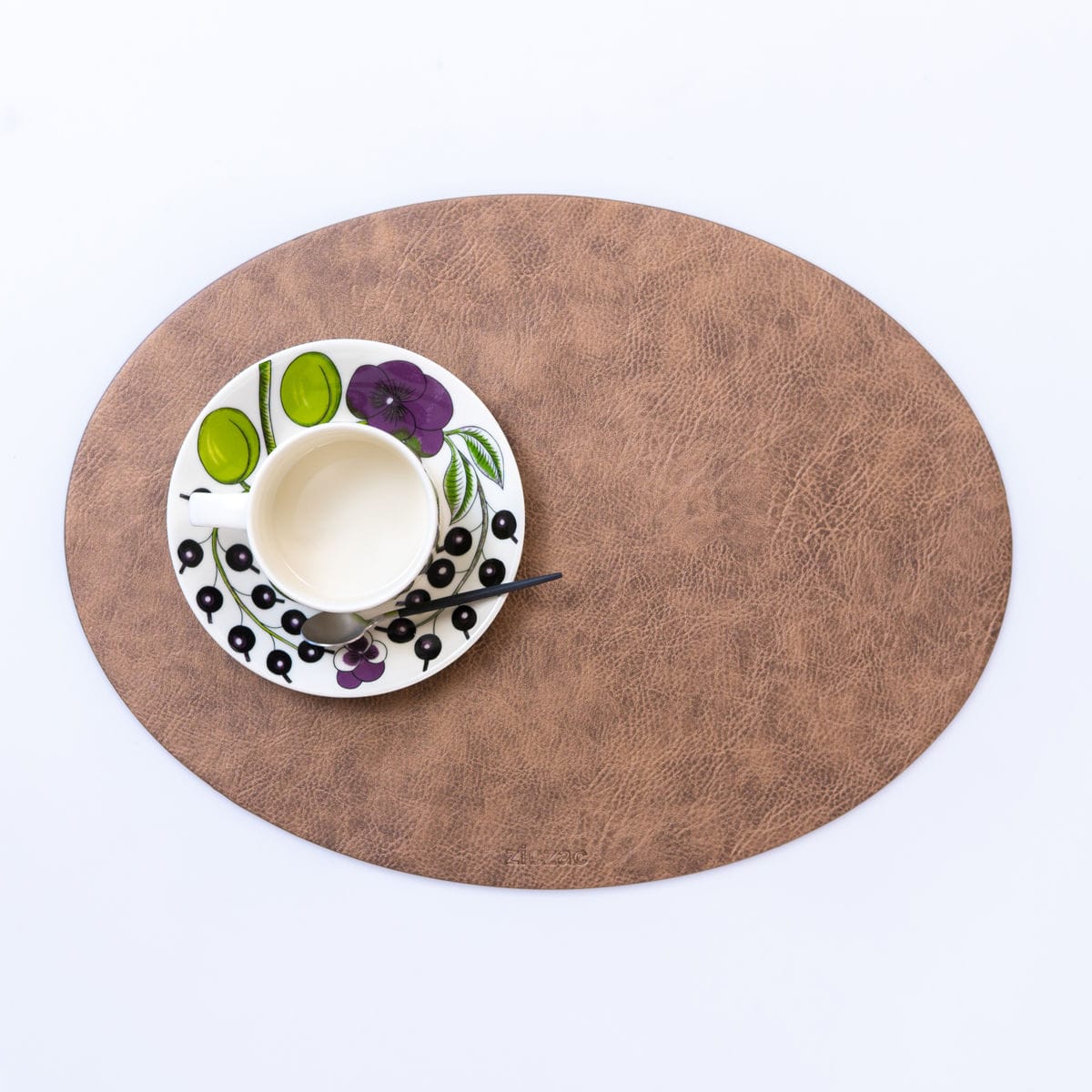 ランチョンマット レザー ランチョンマット ziczac トロジャ 楕円形 ( ジックザック おしゃれ オーバル TROJA 人工皮革 拭ける 45×33cm ランチマット プレイスマット レザー調 ) 【COFFEE】 COFFEE