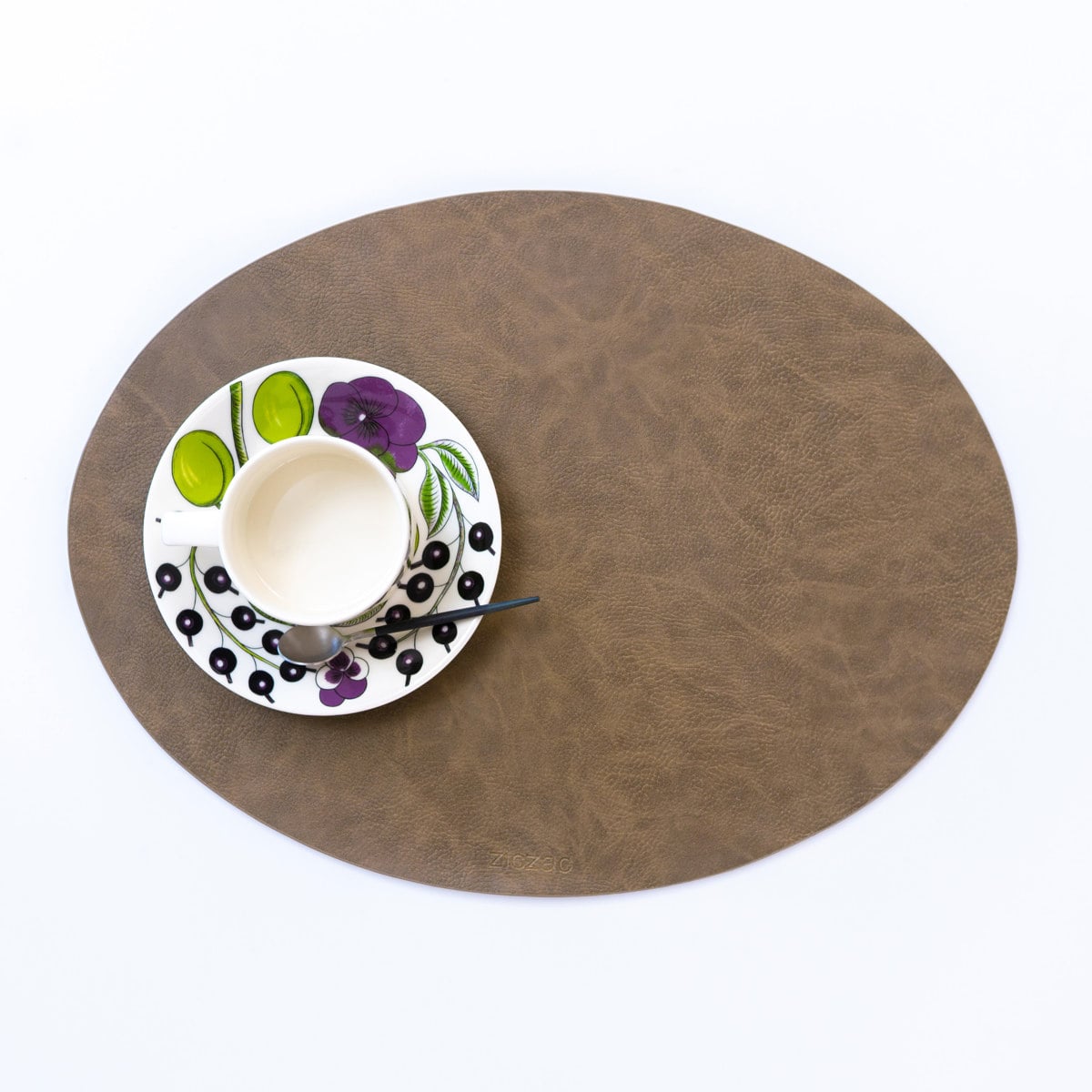 ランチョンマット レザー ランチョンマット ziczac トロジャ 楕円形 ( ジックザック おしゃれ オーバル TROJA 人工皮革 拭ける 45×33cm ランチマット プレイスマット レザー調 ) 【COFFEE】 COFFEE