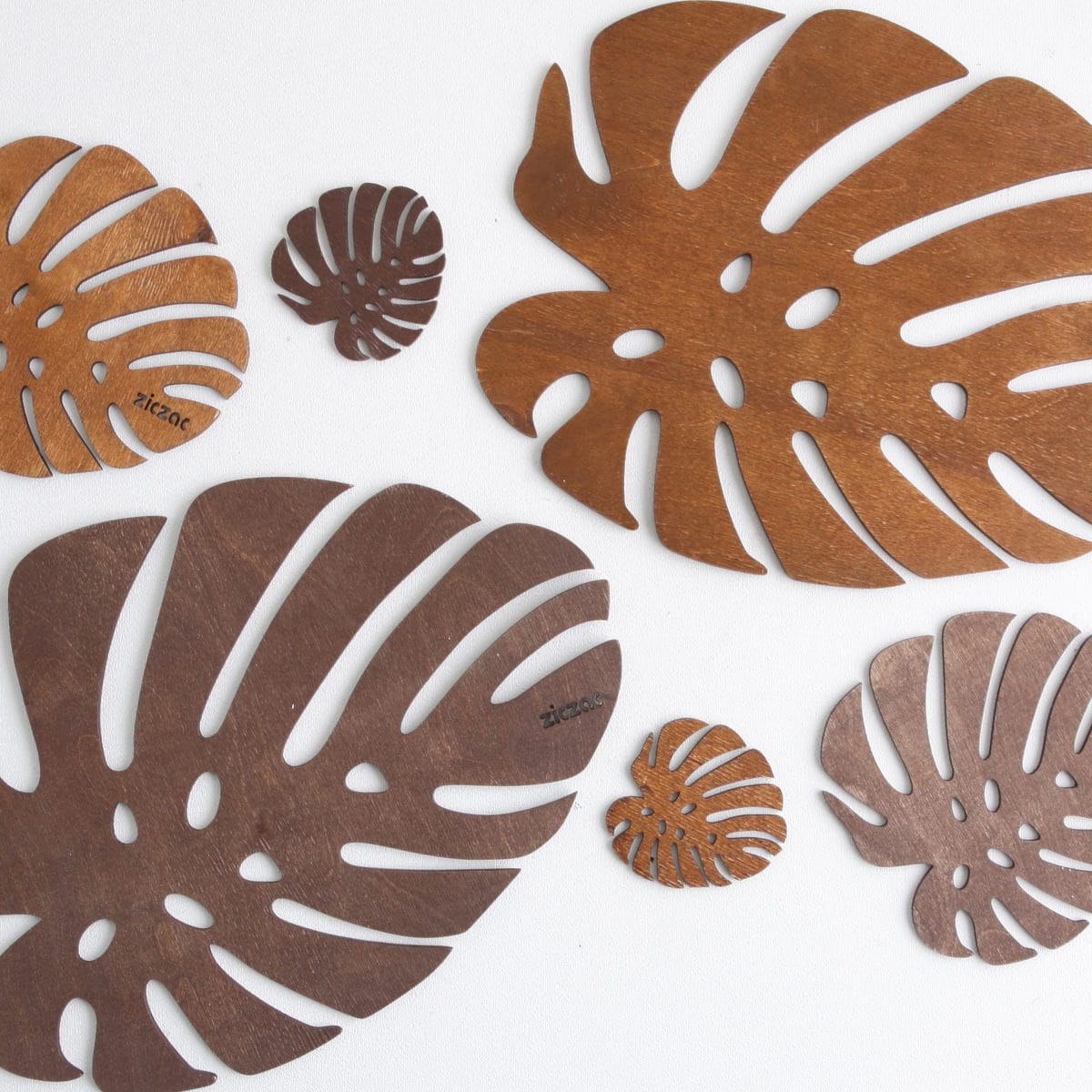 コースター 木製 ZICZAC BIRCH Coaster Monstera ( ジックザック 木製コースター ウッドコースター グラスマット コップ受け 天然木 木 バーチ材 モンステラ ナチュラル インテリア ) 【WENGE】 WENGE