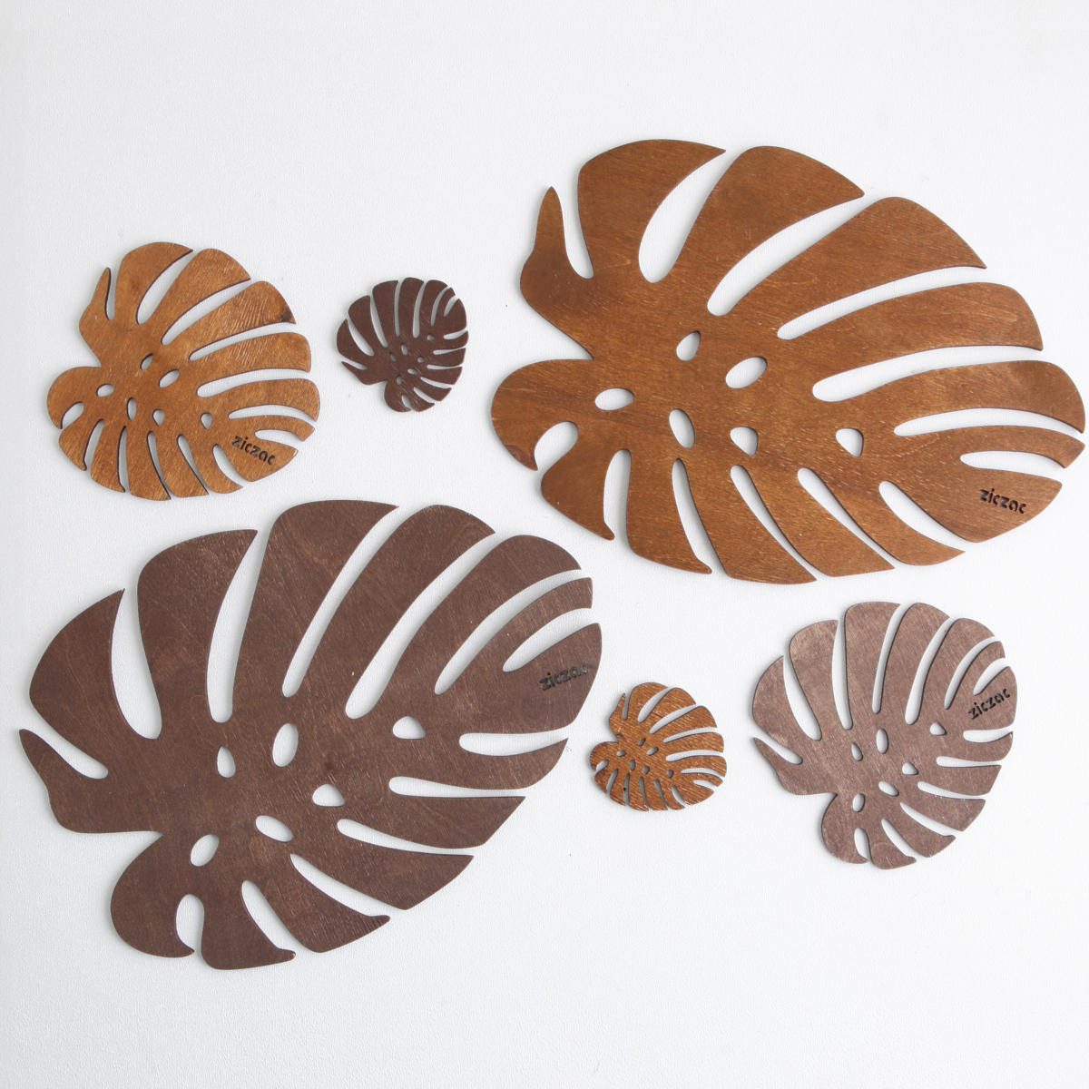 コースター 木製 ZICZAC BIRCH Coaster Monstera ( ジックザック 木製コースター ウッドコースター グラスマット コップ受け 天然木 木 バーチ材 モンステラ ナチュラル インテリア ) 【WENGE】 WENGE