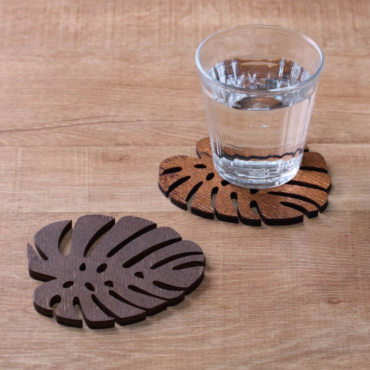 コースター 木製 ZICZAC BIRCH Coaster Monstera ( ジックザック 木製コースター ウッドコースター グラスマット コップ受け 天然木 木 バーチ材 モンステラ ナチュラル インテリア ) 【WENGE】 WENGE