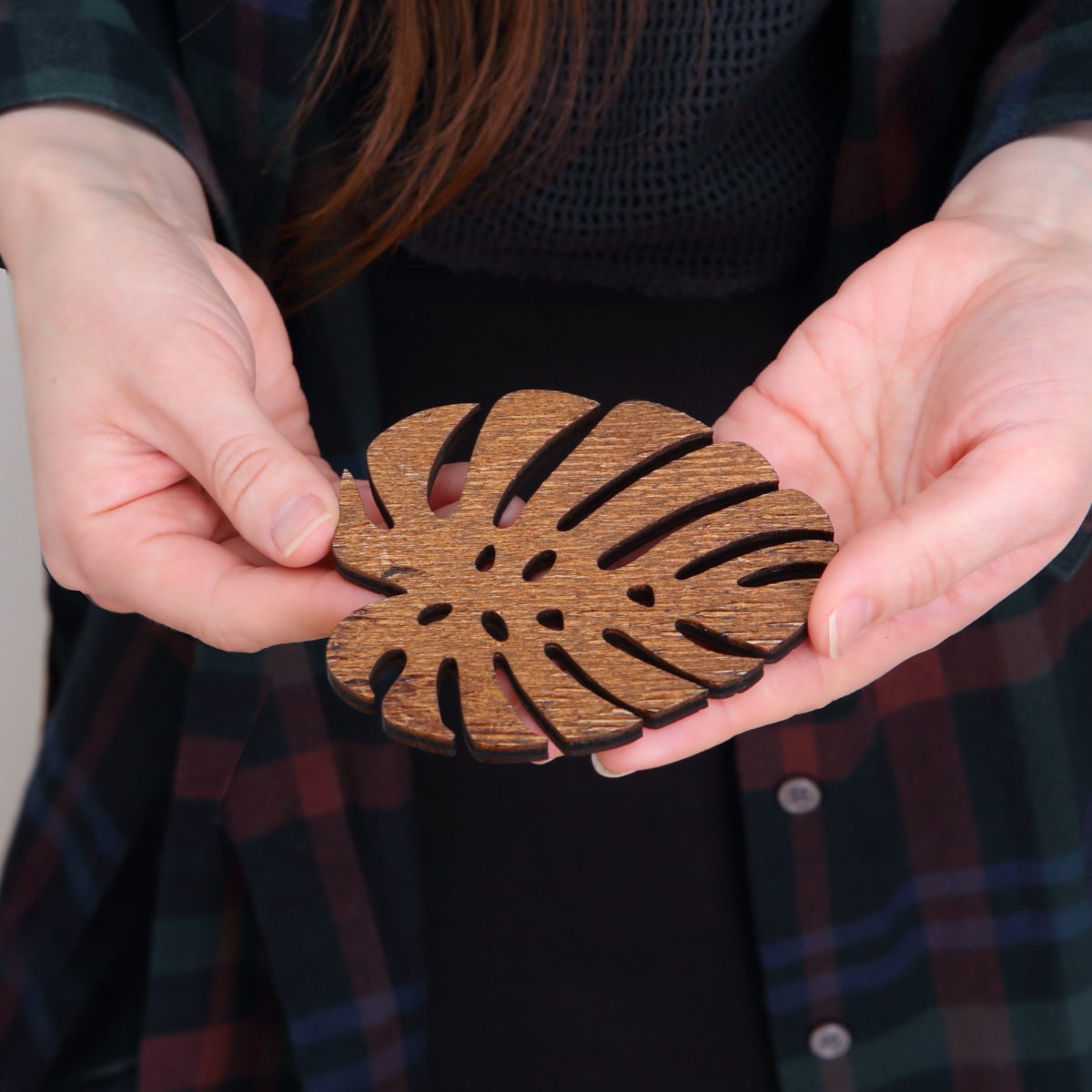 コースター 木製 ZICZAC BIRCH Coaster Monstera ( ジックザック 木製コースター ウッドコースター グラスマット コップ受け 天然木 木 バーチ材 モンステラ ナチュラル インテリア ) 【WENGE】 WENGE