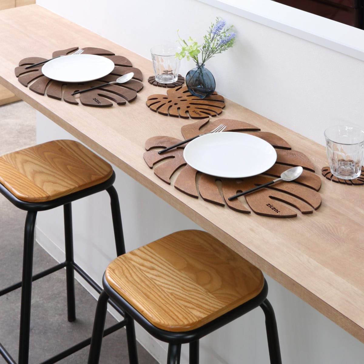 鍋敷き 木製 ZICZAC BIRCH Trivet Monstera ( ジックザック 木製鍋敷き なべ敷き 鍋敷 鍋しき 鍋置き 木製プレート 天然木 木 バーチ材 モンステラ ナチュラル インテリア ) 【WENGE】 WENGE