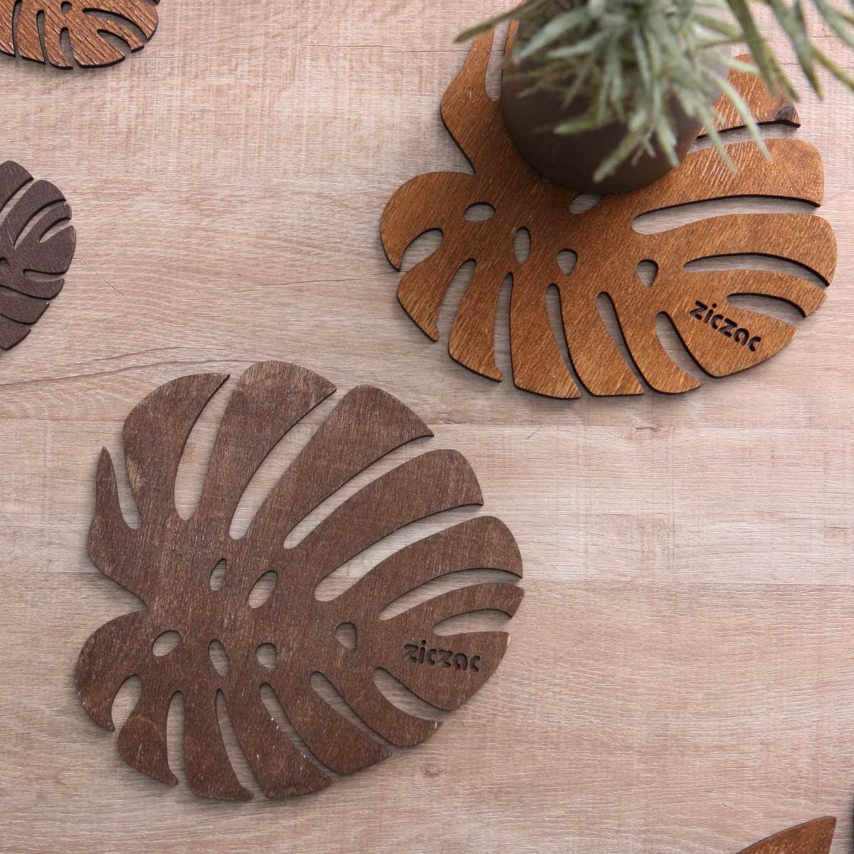 鍋敷き 木製 ZICZAC BIRCH Trivet Monstera ( ジックザック 木製鍋敷き なべ敷き 鍋敷 鍋しき 鍋置き 木製プレート 天然木 木 バーチ材 モンステラ ナチュラル インテリア ) 【WENGE】 WENGE