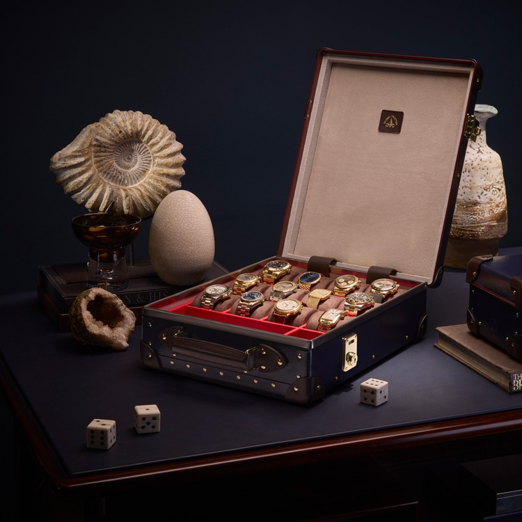 センテナリー 12スロット ウォッチケース ネイビー/ココア