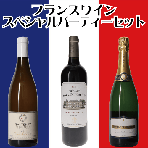 フランスワイン・スペシャルパーティーセット クレマン・ド・ブルゴーニュ / オーガニック・AOCサントネ / サン・テミリオン 赤ワイン
