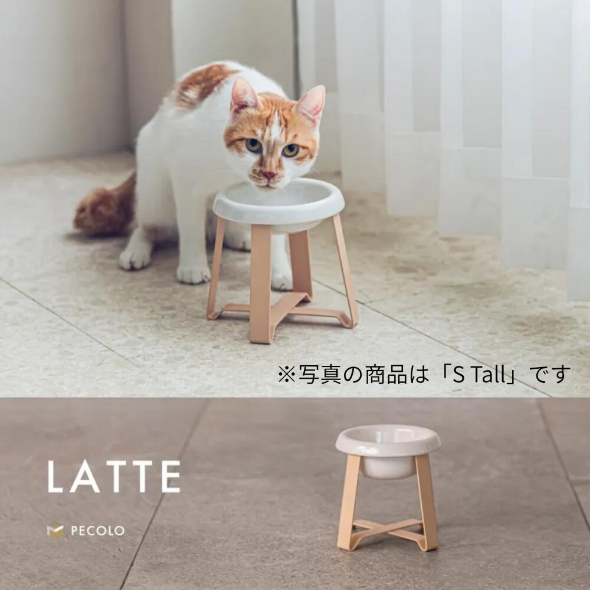 【pecolo】 Food Stand S 浅型陶器 ラテ/ 浅型 フードボウルスタンド 犬 フードボウル ペコロ ぺころ フードスタンド 犬 犬用 猫 猫用 ボウル 食器 高さ ご飯 餌 お皿 ペット用品 エサ皿 おしゃれ かわいい ケージ用 小型犬 ダックスフンド トイプードル