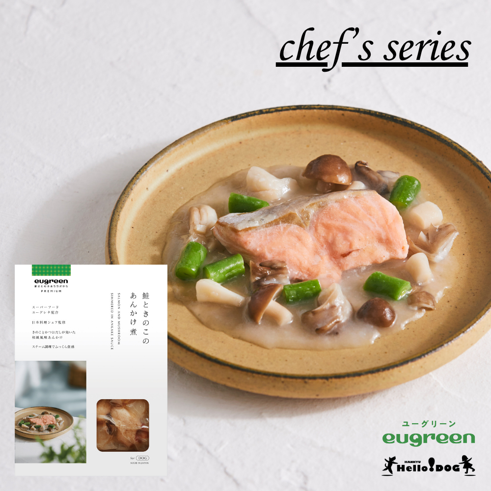 【eugreen】 ユーグリーン プレミアム 鮭ときのこのあんかけ煮 80g ［ハロードッグ公式］ペット管理栄養士監修 獣医師会推奨 ユーグレナ配合 ドッグフード ウェットフード 国産 レトルト 日本製 無添加 犬 アニバーサリー 誕生日 記念日 ごほうび