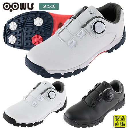 ゴルフシューズ メンズ DIAL TOUR ダイヤル式 スパイクレスシューズ JYPRF21DSS OOWLS 2022年モデル 靴 スニーカータイプ 3E相当