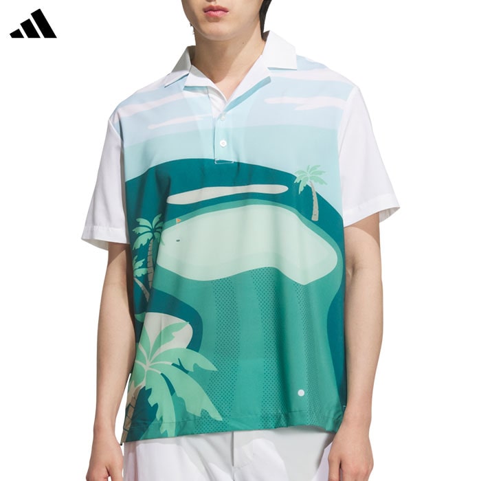 アディダス オープンカラー グラフィック 半袖シャツ KVH18 メンズ ゴルフウェア ゴルフ 2025春夏モデル adidas 日本正規品