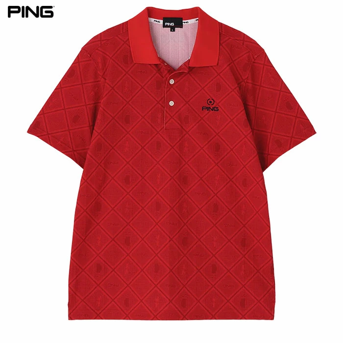 ピン PING バイアスチェックプリントEPIX変形ストレッチサッカー半袖ポロシャツ 621-6160403 メンズ ゴルフウェア 2026春夏モデル 日本正規品