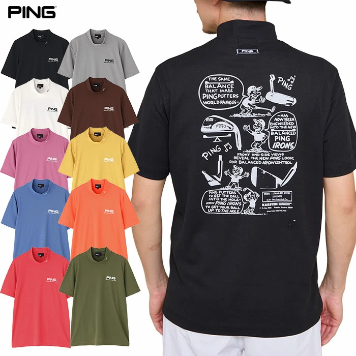 ピン PING PEカノコ半袖ハイネックシャツ 621-6167501 メンズ ゴルフウェア 2026春夏モデル 日本正規品